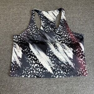Pro Player‎ Leopard Print Racerback Active Tank Top Built-in Bra Gray Women's L